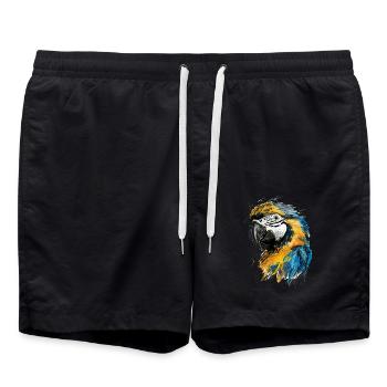 Parrots Art Drawing Abstract - Swim Trunks - black - Front - AI Model Male 185 light (185cm)