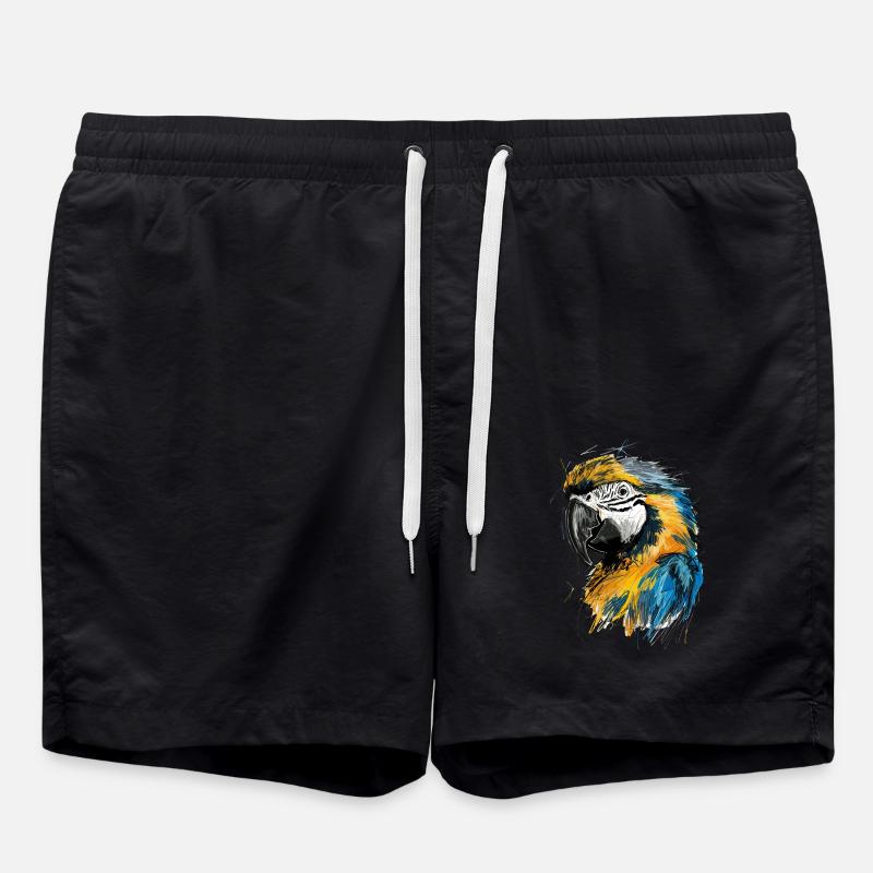 Perroquets Art Dessin Abstrait - Short de bain - noir