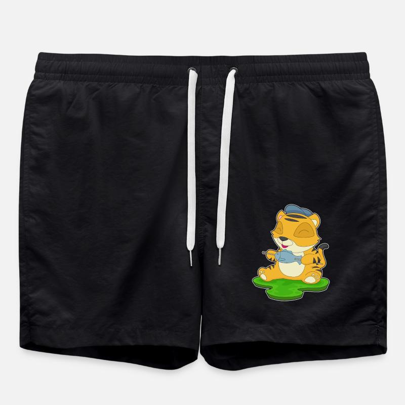 Tiger Angler Fish - Swim Trunks - black