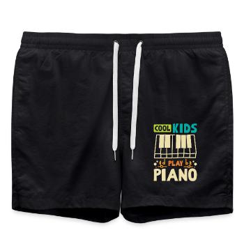 Children Cool kids play piano - Swim Trunks - black - Front - AI Model Male 185 light (185cm)
