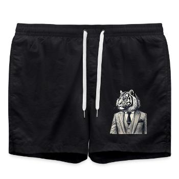 Tiger in a suit - Swim Trunks - black - Front - AI Model Male 185 light (185cm)