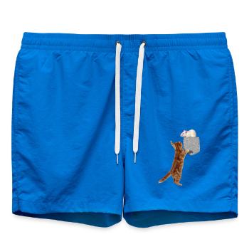 Chat Atteignant Souris Dans Fausse Poche Drôle Animal - Short de bain - cobalt blue - Devant