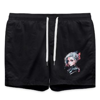 Futuristic Cyberpunk Warrior - Swim Trunks - black - Front - AI Model Male 185 light (185cm)