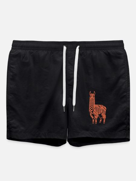 Abstract Llama Geometric Line Art - Swim Trunks - black