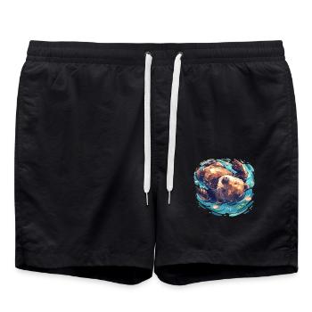 Beaver Biber - Badeshorts - Schwarz - Vorne - AI Model Male 185 light (185cm)