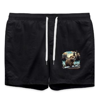 Beaver Biber - Badeshorts - Schwarz - Vorne - AI Model Male 185 light (185cm)