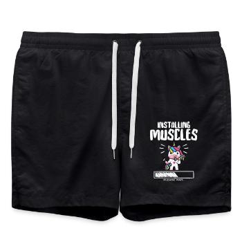 Funny Cute Unicorn Workout Gym Fitness Unicorn - Short de bain - noir - Devant - AI Model Male 185 light (185cm)