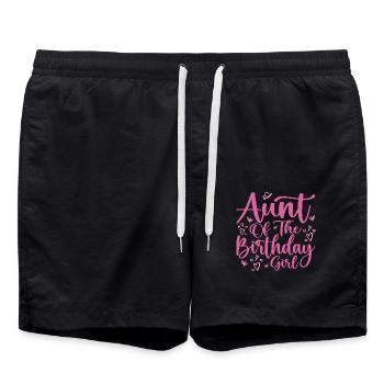 Aunt Of The Birthday Girl Family Matching Party - Short de bain - noir - Devant - AI Model Male 185 light (185cm)