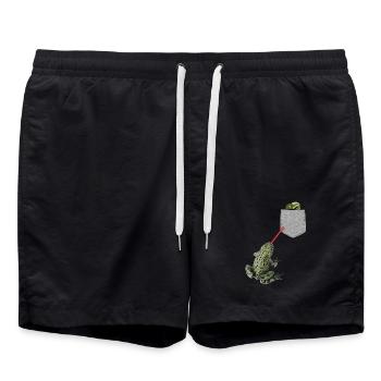 Frog Tongue Reaching For Tadpole In Your Pocket - Swim Trunks - black - Front - AI Model Male 185 light (185cm)