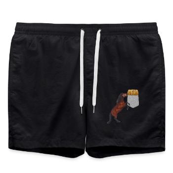 Pferd, das Nach Heu In Ihrer Falschen Tasche Greift Lustig - Badeshorts - Schwarz - Vorne - AI Model Male 185 light (185cm)