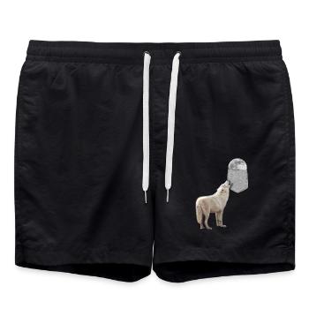 Wolf Howling To Moon In Your Fake Pocket Funny - Swim Trunks - black - Front - AI Model Male 185 light (185cm)