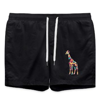 Mosaïque de girafe colorée - Short de bain - noir - Devant - AI Model Male 185 light (185cm)