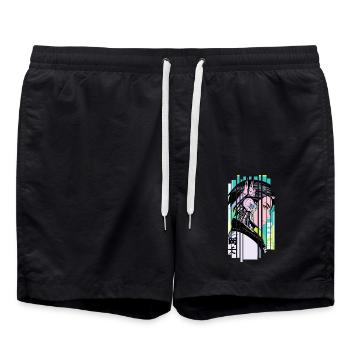 Man Ninja Géométrique gaming fond vert - Short de bain - noir - Devant - AI Model Male 185 light (185cm)