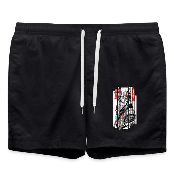 Man Géométrique ninja gaming symbole Kanji - Short de bain - noir - Devant - AI Model Male 185 light (185cm)