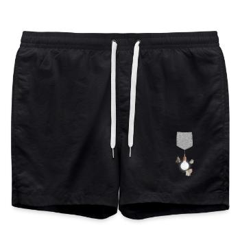Papillon de nuit attiré par l’ampoule suspendue à la poche - Short de bain - noir - Devant - AI Model Male 185 light (185cm)