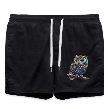 Eule Kunst Geschenk Geburtstag - Badeshorts - Schwarz - Vorne - AI Model Male 185 light (185cm)