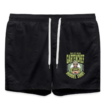 Garten Geschenk Hobby Gaärtner Sprüche Geburtstag - Badeshorts - Schwarz - Vorne - AI Model Male 185 light (185cm)