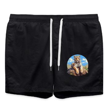 Bengal Tiger Königstiger - Badeshorts - Schwarz - Vorne - AI Model Male 185 light (185cm)