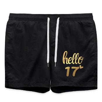 Hello 17 gold - Swim Trunks - black - Front - AI Model Male 185 light (185cm)