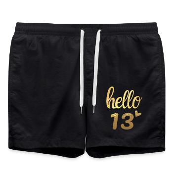 Hello 13 gold - Swim Trunks - black - Front - AI Model Male 185 light (185cm)