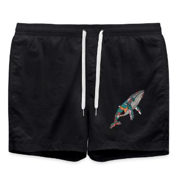 Baleine géométrique colorée Artwork - Short de bain - noir - Devant - AI Model Male 185 light (185cm)