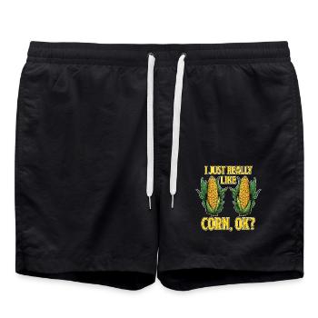 Corn on the cob saying corn funny corn on the cob gift - Swim Trunks - black - Front - AI Model Male 185 light (185cm)