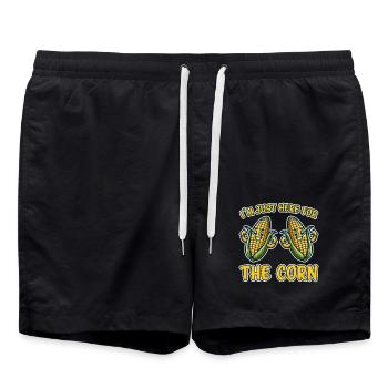 Corn on the cob saying corn funny corn on the cob gift - Swim Trunks - black - Front - AI Model Male 185 light (185cm)