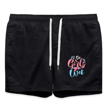 I Get Girls Wet Water Fun Summer Squirt Gun - Badeshorts - Schwarz - Vorne - AI Model Male 185 light (185cm)