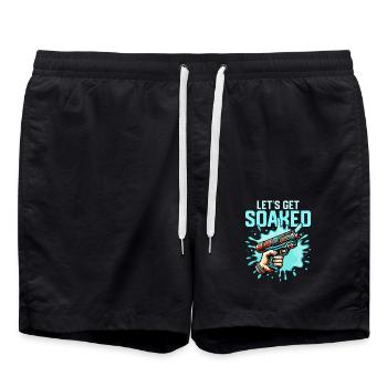 Let's Get Soaked Squirt Gun Summer Water Fun - Swim Trunks - black - Front - AI Model Male 185 light (185cm)