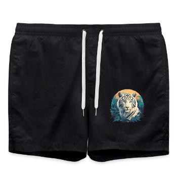 Tigre blanc Weiße Tigre Weißer Tigre - Short de bain - noir - Devant - AI Model Male 185 light (185cm)