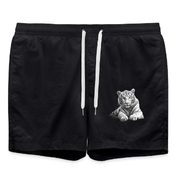Tigre blanc Weiße Tigre Weißer Tigre - Short de bain - noir - Devant - AI Model Male 185 light (185cm)
