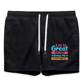 Artist Painter Graphic Art Brings Me Happiness - Badeshorts - Schwarz - Vorne - AI Model Male 185 light (185cm)