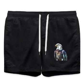 Aigle Motif Animal Amoureux des animaux Oiseau Art Nature - Short de bain - noir - Devant - AI Model Male 185 light (185cm)