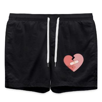 BROKEN HEART - Swim Trunks - black - Front - AI Model Male 185 light (185cm)