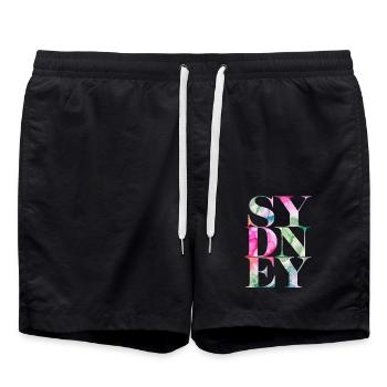 Motif d’aquarelle souvenir de Sydney - Short de bain - noir - Devant - AI Model Male 185 light (185cm)
