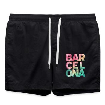 Souvenir de Barcelone Style Aquarelle - Short de bain - noir - Devant - AI Model Male 185 light (185cm)