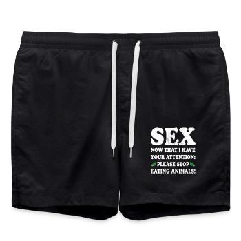 sexe maintenant j’ai ton attention arrête de manger des animaux - Short de bain - noir - Devant - AI Model Male 185 light (185cm)