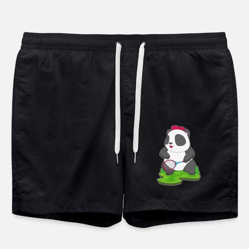 Panda Tennis Racket - Swim Trunks - black