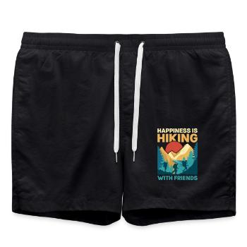 Happiness Is Hiking With Friends Hiker Mountain - Badeshorts - Schwarz - Vorne - AI Model Male 185 light (185cm)