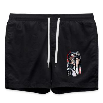 Woman Cyborg ninja bleu Géométrique - Short de bain - noir - Devant - AI Model Male 185 light (185cm)