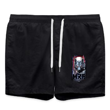 Loup argent cyborg Géométrique - Short de bain - noir - Devant - AI Model Male 185 light (185cm)