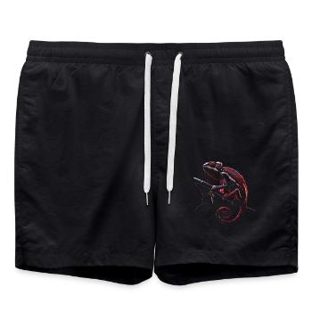 Chamäleon Motiv Tier Tierliebhaber Reptilien Echse - Badeshorts - Schwarz - Vorne - AI Model Male 185 light (185cm)