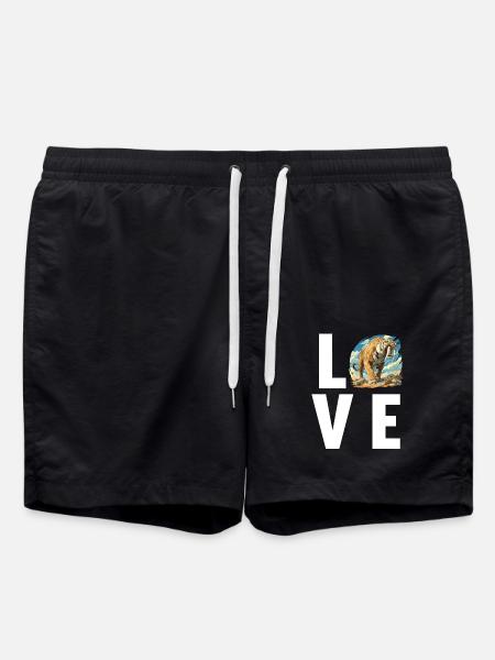Saber-Toothed Tiger Sabertooth Tiger - Swim Trunks - black