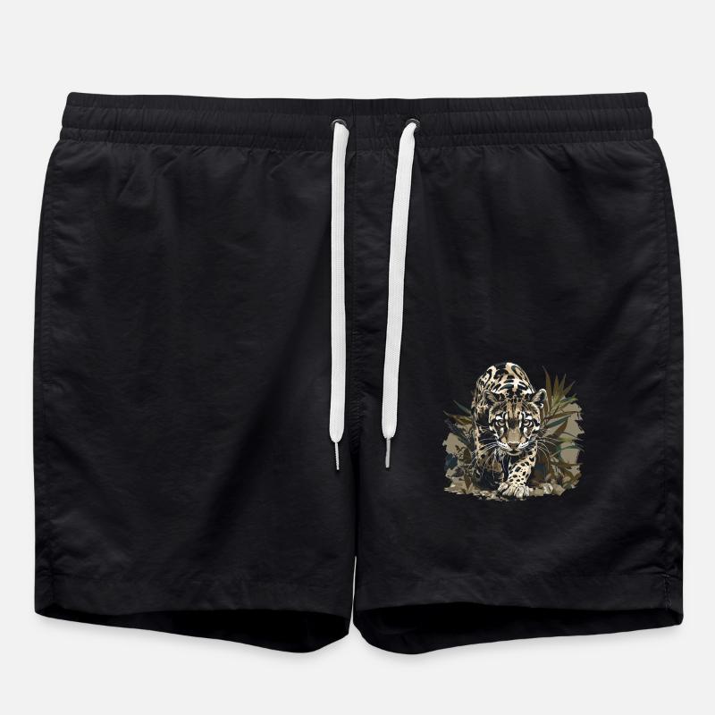 Clouded Leopard Nebelparder - Swim Trunks - black