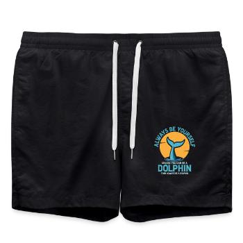 Vous pouvez être un dauphin plage vacances biologie marine - Short de bain - noir - Devant - AI Model Male 185 light (185cm)