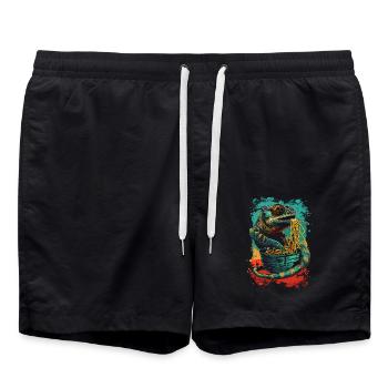 Chamäleon Safari Manga Ramen Nudel Reptilien Anime - Badeshorts - Schwarz - Vorne - AI Model Male 185 light (185cm)