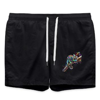 Chamäleon Motiv Tier Tierliebhaber Reptilien Echse - Badeshorts - Schwarz - Vorne - AI Model Male 185 light (185cm)