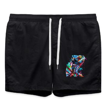 Chameleon Animal Animal Lover Headphones Reptiles - Swim Trunks - black - Front - AI Model Male 185 light (185cm)
