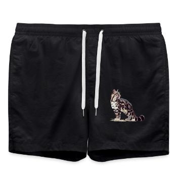 Clouded Leopard Nebelparder - Swim Trunks - black - Front - AI Model Male 185 light (185cm)