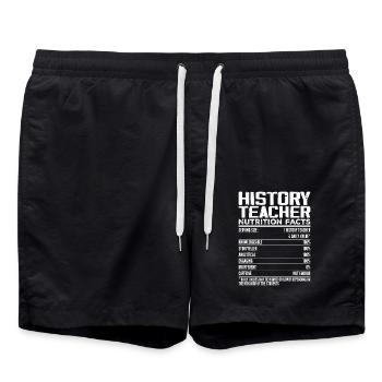 History Teacher Nutrition Facts | History Teacher - Swim Trunks - black - Front - AI Model Male 185 light (185cm)